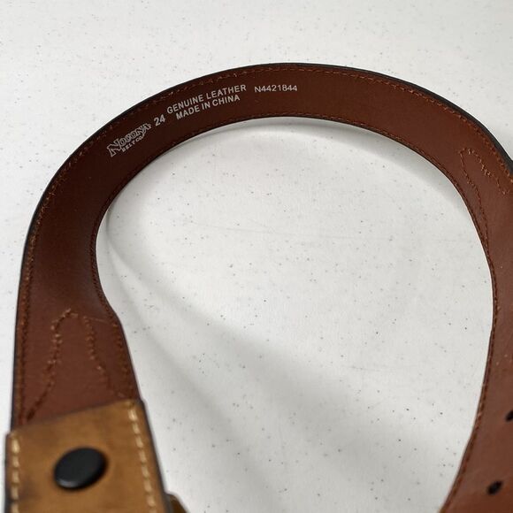 Nocona Western Full-Grain Leather Rodeo Belt with Silver Bull Rider Buckle - Picture 12 of 16